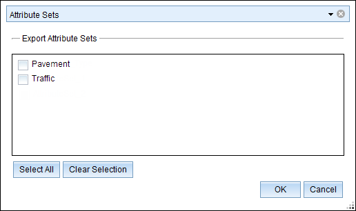Export Attribute Sets dialog box Export Attribute Sets dialog box