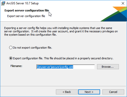 Export a server configuration file Export a server configuration file